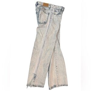 Love SOHO Wide Leg Jeans Women’s Acid Wash Denim with Side Racing Stripes Y2K